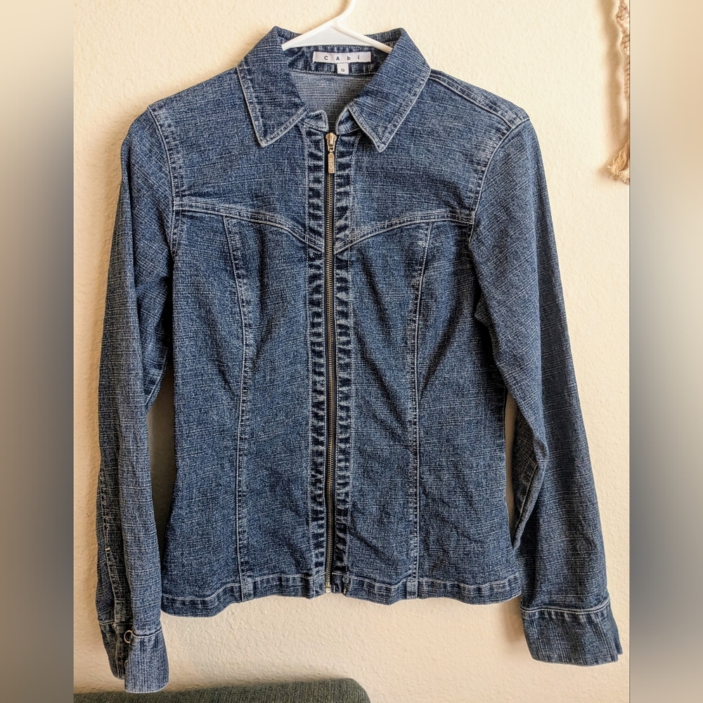 Cabi Vintage Zipper Blue Jean Jacket Style 145 Sz S